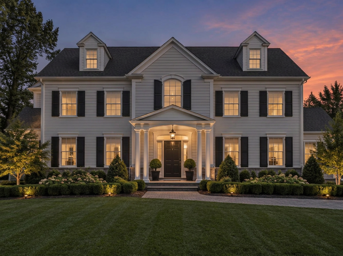 Home before permanent eave lighting